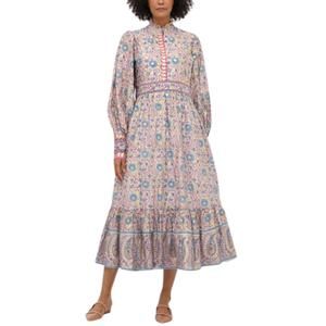 OLIPHANT shirt waist maxi dress in blue corum